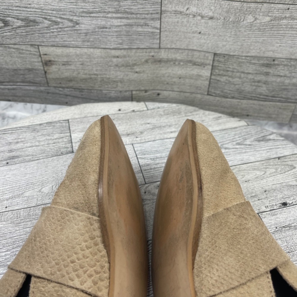 Free People Mules Women 38.5 / 8M At Ease Shoes Brown Tan‎ Suede Embossed Snake - Picture 12 of 16